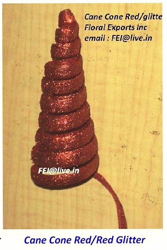 CANE CONE RED & RED GLITTER