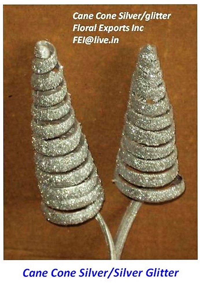 CANE CONE SILVER & SILVER GLITTER